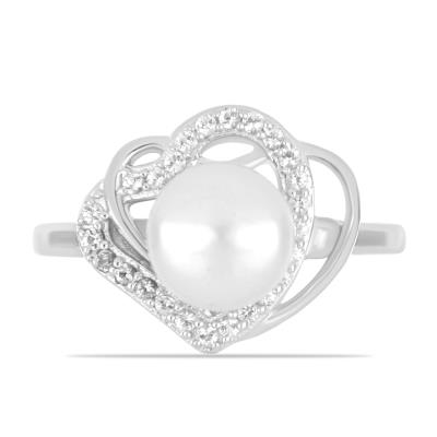 BUY WHITE FRESHWATER PEARL GEMSTONE RING IN 925 SILVER